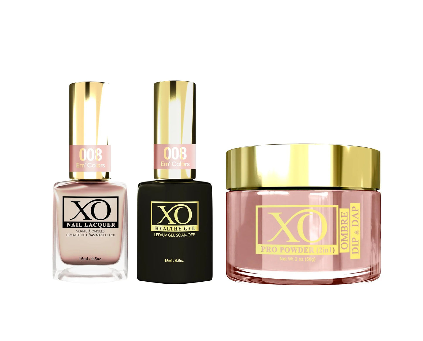 XO 4in1 Acrylic/Dipping Powder + Gel Polish + Nail Lacquer, 008