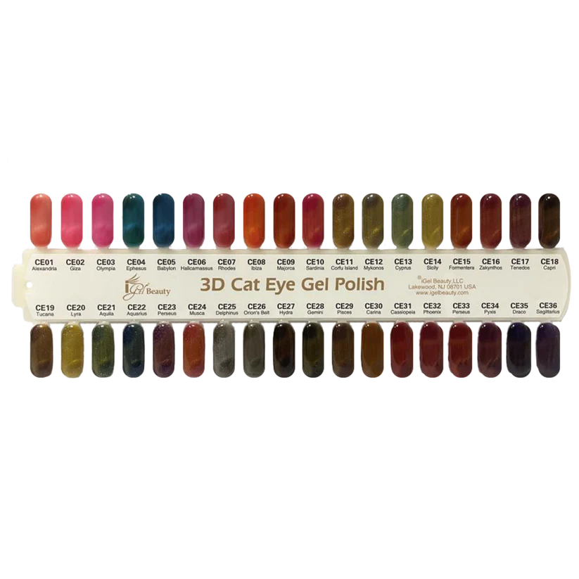 Igel 3D Cat Eye Gel Collection, Sample Tips for Full Line, From #01 To #02 (From CE01 To CE72)