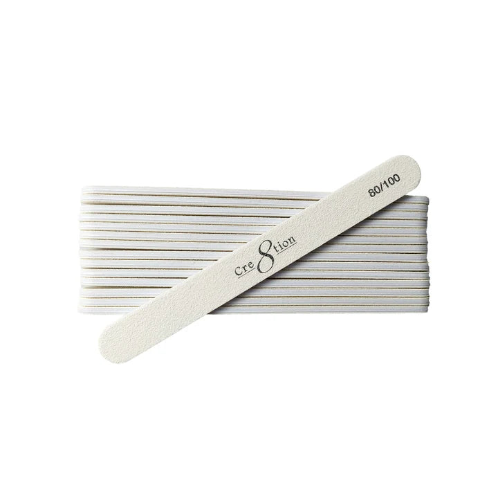 Cre8tion Nail File Regular White Sand, Grit 180/180, CASE (Pk: 50 pcs/pack, 30 packs/case)