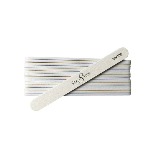 Cre8tion Nail File Regular White Sand, Grit 80/80, CASE (Pk: 50 pcs/pack, 30 packs/case)