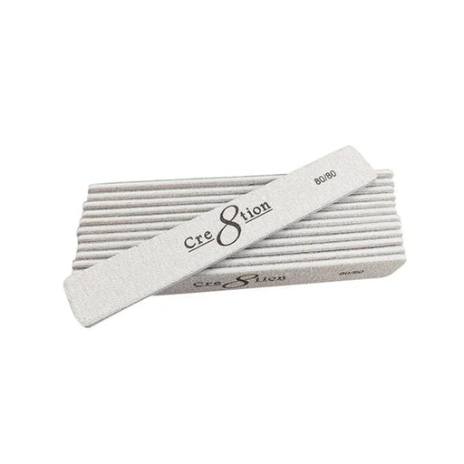 Cre8tion Nail File JUMBO White Sand, Grit 80/80, CASE (Pk: 50 pcs/pack, 30 packs/case)