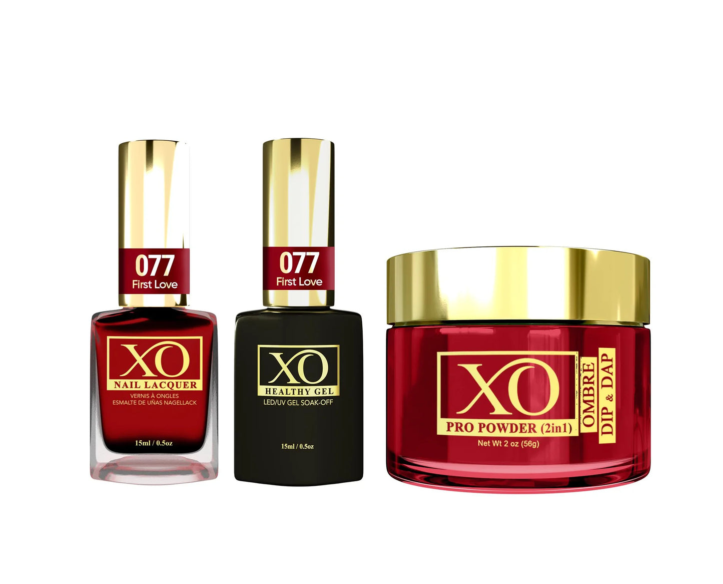 XO 4in1 Acrylic/Dipping Powder + Gel Polish + Nail Lacquer, 077