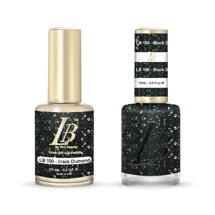 iGel Nail Lacquer & Gel Polish, LB Professional Collection, LB100, Black Diamond, 0.5oz