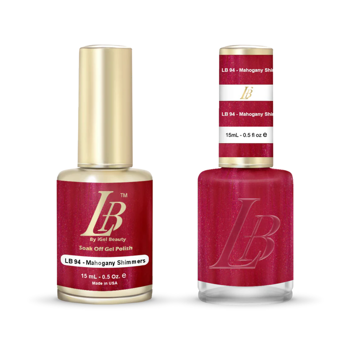 iGel Nail Lacquer & Gel Polish, LB Professional Collection, LB094, Mahogany Shimmers, 0.5oz