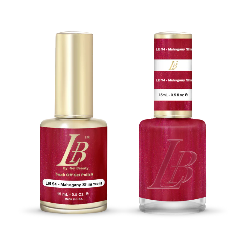 iGel Nail Lacquer & Gel Polish, LB Professional Collection, LB094, Mahogany Shimmers, 0.5oz