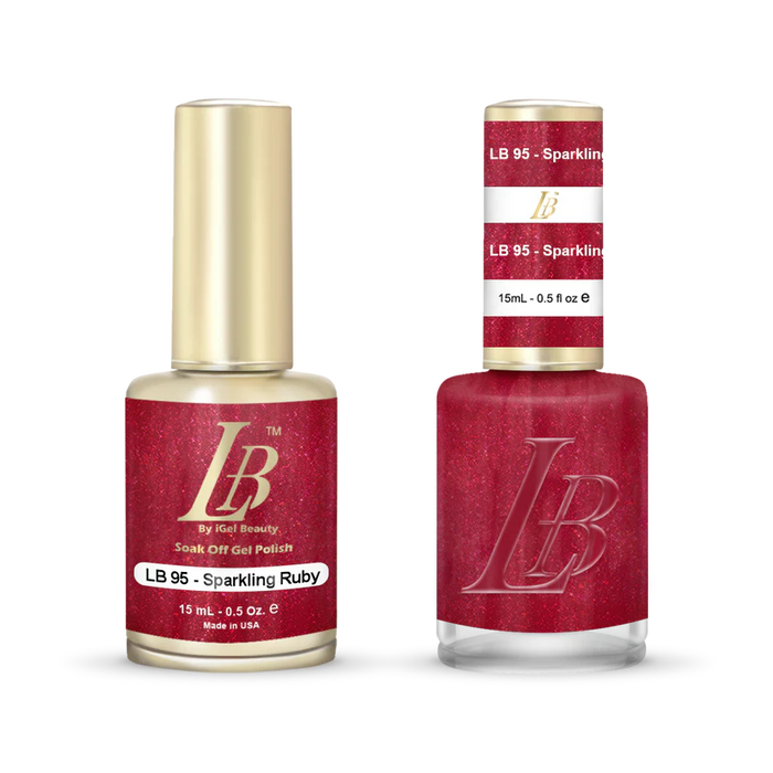 iGel Nail Lacquer & Gel Polish, LB Professional Collection, LB095, Sparkling Ruby, 0.5oz