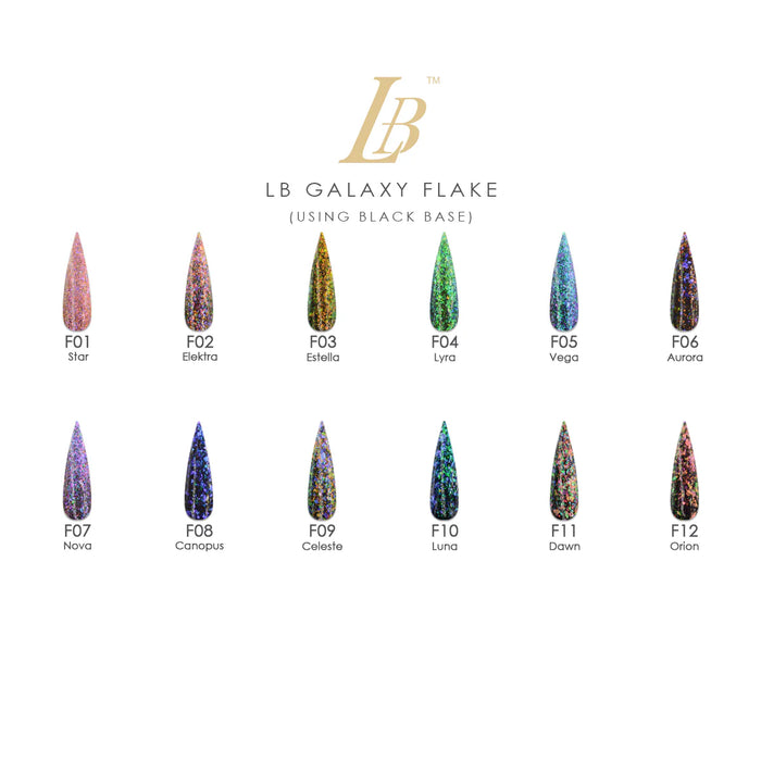 000 iGel LB 0.6oz Galaxy Flake GEL, Color List Note