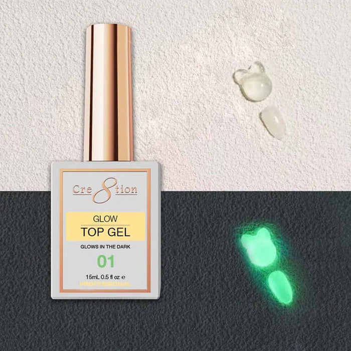 Cre8tion Gel 0.5oz - Glow In The Dark Top Coat, #1 (Pk: 180 pcs/case)