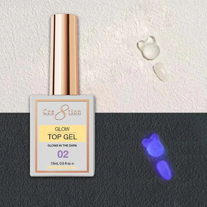 Cre8tion Gel 0.5oz - Glow In The Dark Top Coat, #2 (Pk: 180 pcs/case)