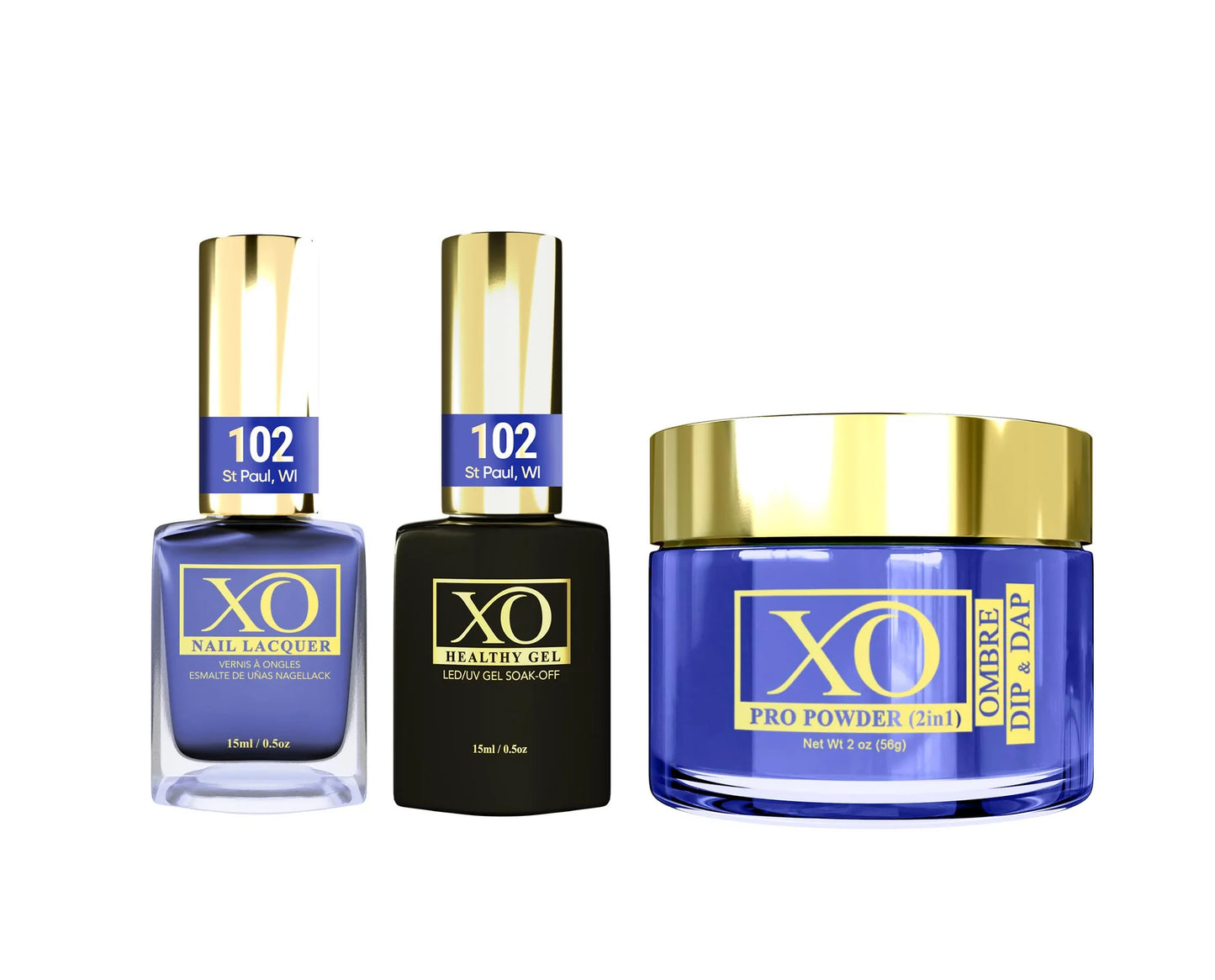 XO 4in1 Acrylic/Dipping Powder + Gel Polish + Nail Lacquer, 102