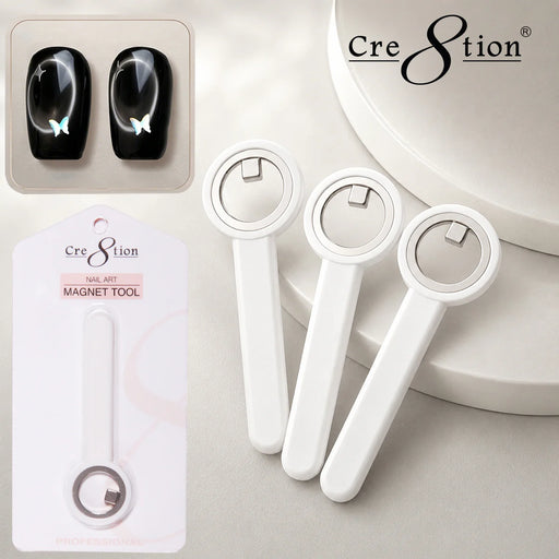 Cre8tion Nail Art - Magnet Tool, Rotating Cat Eye Magnet with White Handle