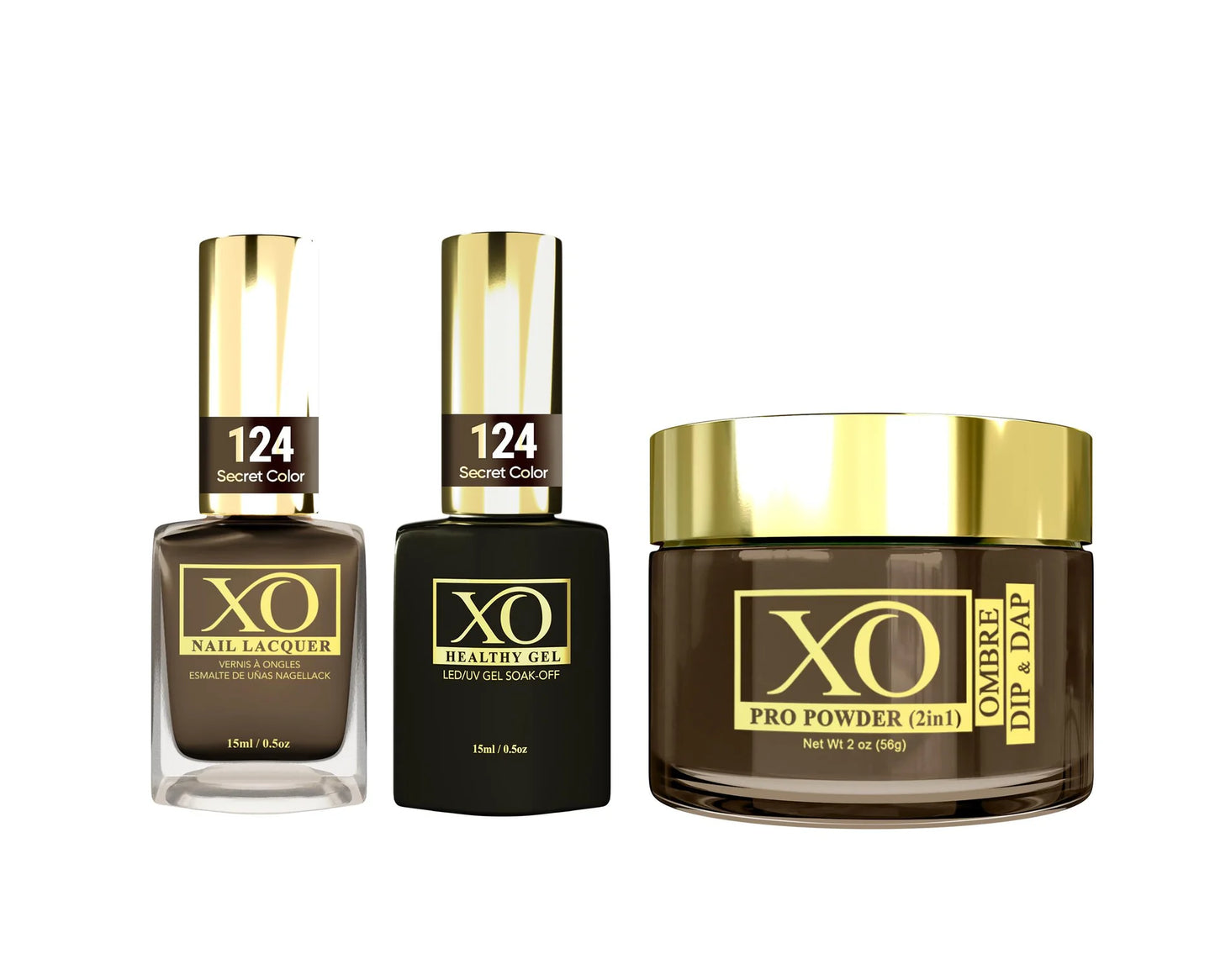 XO 4in1 Acrylic/Dipping Powder + Gel Polish + Nail Lacquer, 124