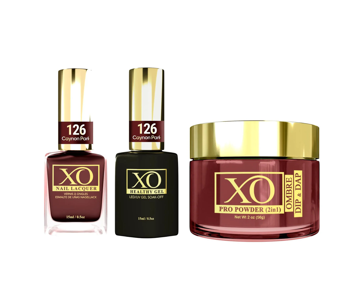 XO 4in1 Acrylic/Dipping Powder + Gel Polish + Nail Lacquer, 126