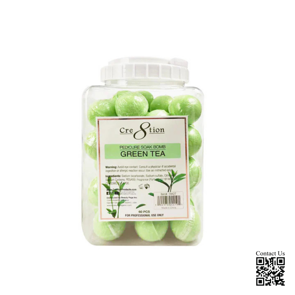 Cre8tion Pedicure Soak Bomb 30g, Green Tea, CASE (Pk: 60 pcs/jar, 4 jars/case)