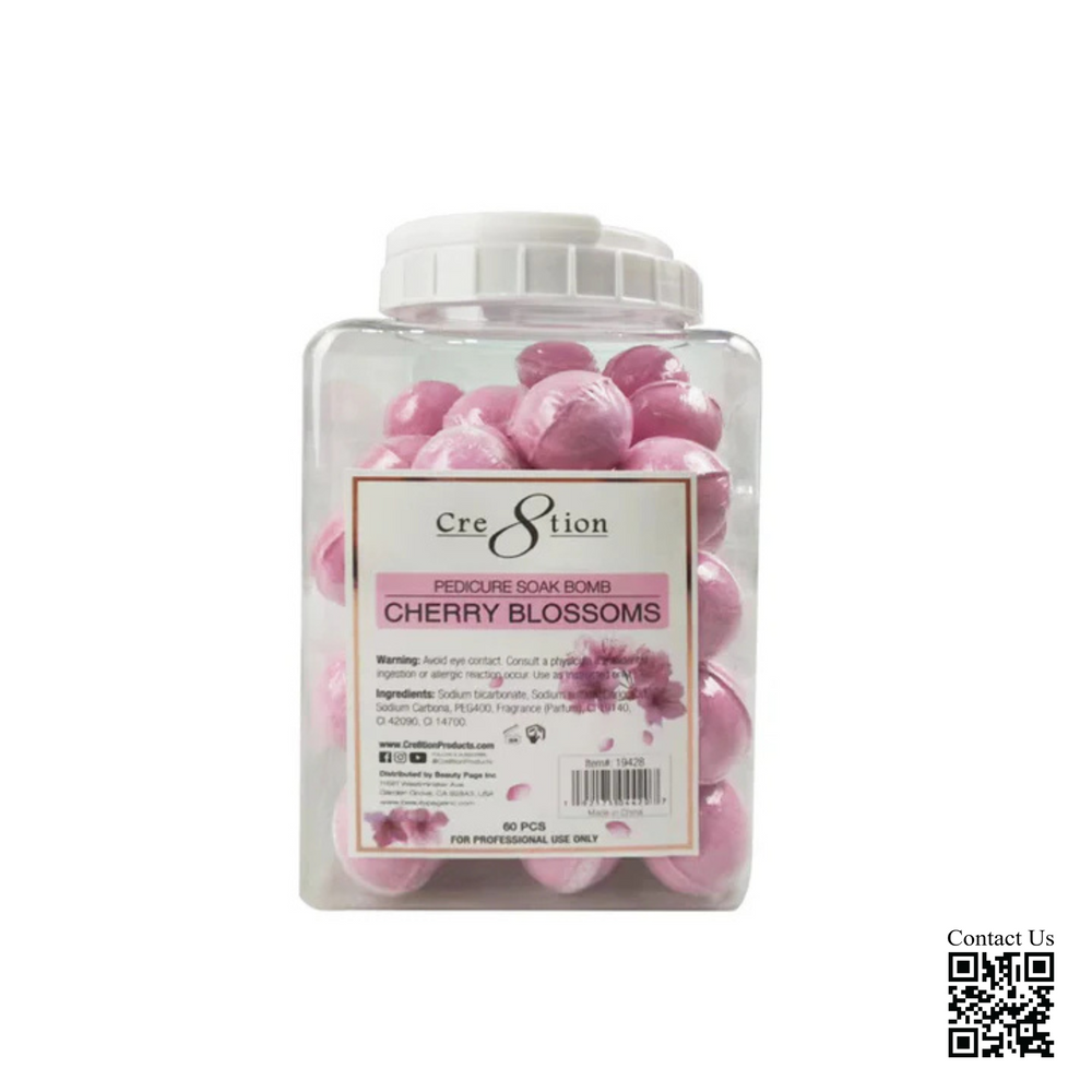 Cre8tion Pedicure Soak Bomb 30g, Cherry Blossom, CASE (Pk: 60 pcs/jar, 4 jars/case)
