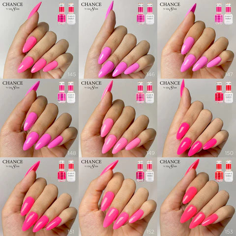 Chance 3in1 Dipping Powder + Gel Polish + Nail Lacquer (by Cre8tion),Summer/Neon Shades Collection, Full line of 36 Colors ( From 145 To 180)