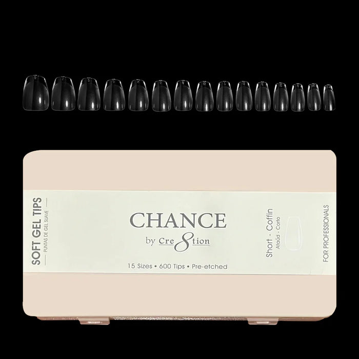 Chance Soft Tips - SHORT COFFIN - 15 sizes, BOX (Pk: 600 pcs/box)