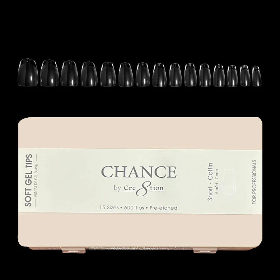 Chance Soft Tips - SHORT COFFIN - 15 sizes, BOX (Pk: 600 pcs/box)