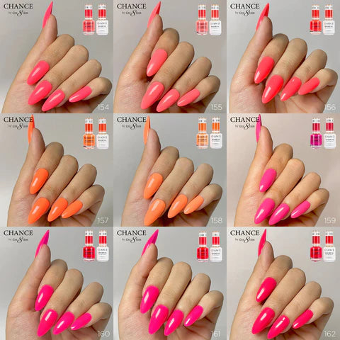 Chance 3in1 Dipping Powder + Gel Polish + Nail Lacquer (by Cre8tion),Summer/Neon Shades Collection, Full line of 36 Colors ( From 145 To 180)