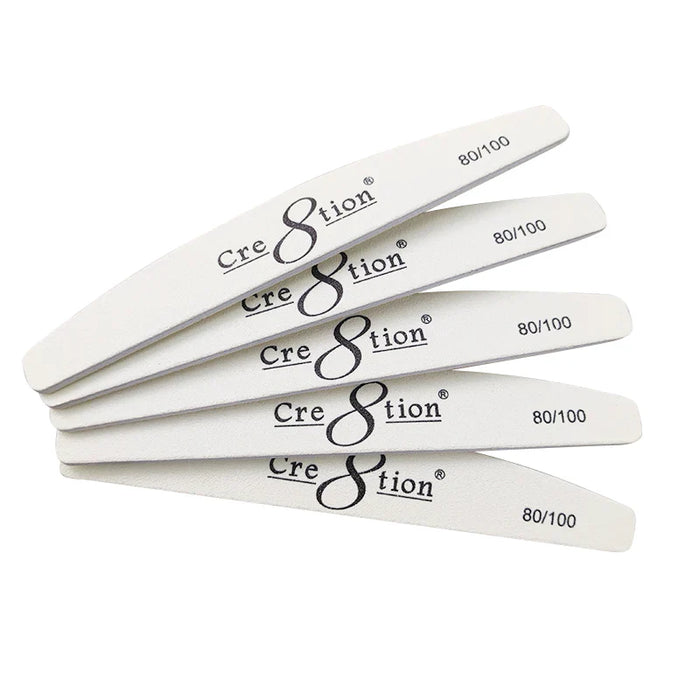 Cre8tion Premium White Nail Files Harbor Bridge, Grit 80/80, CASE (Pk: 50 pcs/pack, 30 packs/case)
