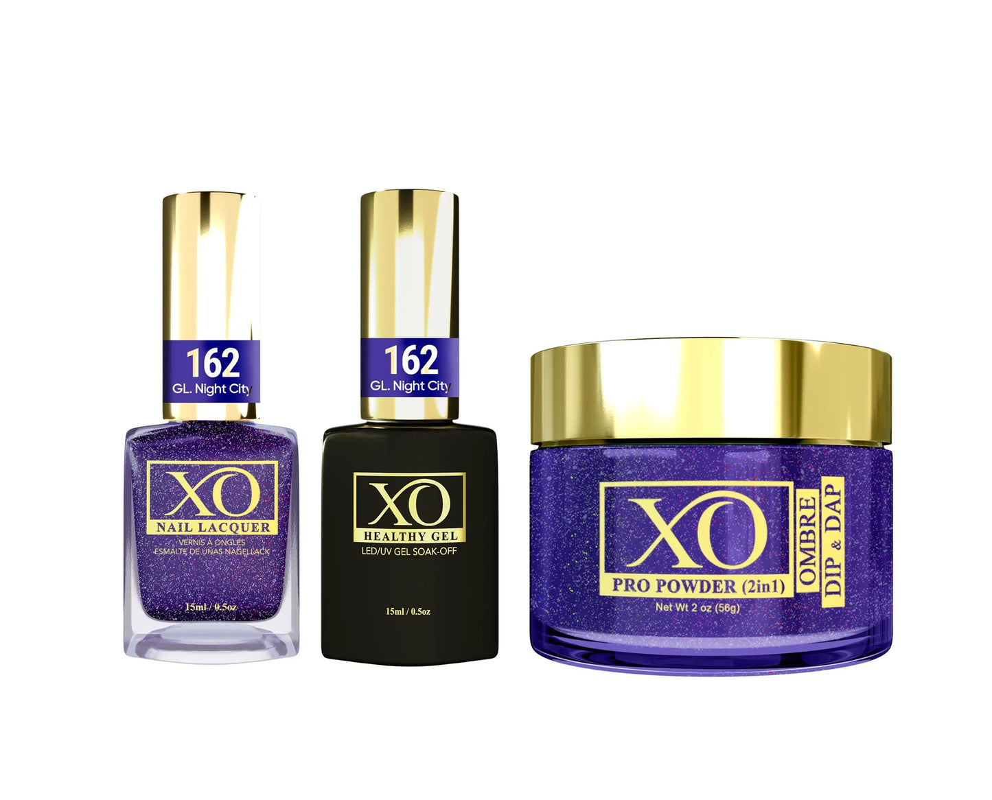 XO 4in1 Acrylic/Dipping Powder + Gel Polish + Nail Lacquer, 162