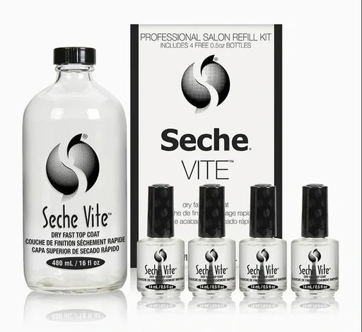 Seche Vite Professional Refill KIT , Dry Fast Top Coat, 16oz (Pk: 12 sets/case)