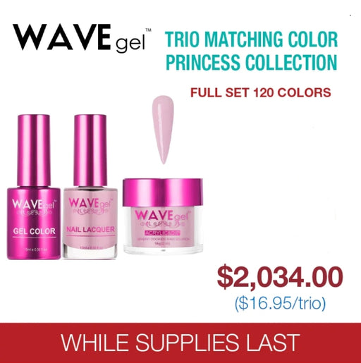 Wave Gel 4in1 Dipping Powder + Gel Polish + Nail Lacquer, Princess Collection, Full Line Of 120 Colors (From 01 To 120)