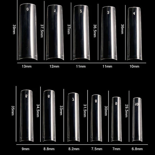 Cre8tion Special Shape - Clear, Long Natural Curve, #16 (Pk: 550 pcs/box, 100 boxes/case)