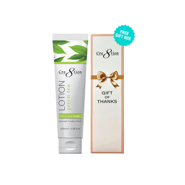 Cre8tion Hand & Body Lotion 100ml (3.3oz) - GREEN TEA, CASE (Pk: 60 pcs/case, 104 cases/pallet)