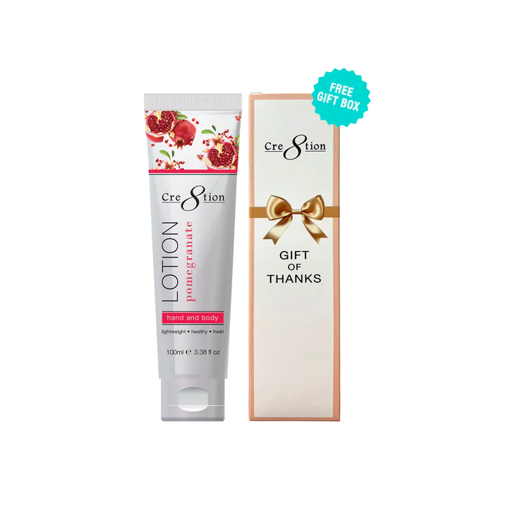 Cre8tion Hand & Body Lotion 100ml (3.3oz) - POMEGRANATE, CASE (Pk: 60 pcs/case, 104 cases/ pallet)