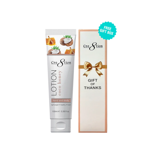 Cre8tion Hand & Body Lotion 100ml (3.3oz) - COCONUT HONEY, CASE (PK: 60 pcs/case, 104 cases/pallet)