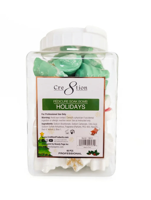 Cre8tion Pedicure Soak Bomb 30g - Christmas/Holidays, CASE (Pk: 60 pcs/jar, 4 jars/case)