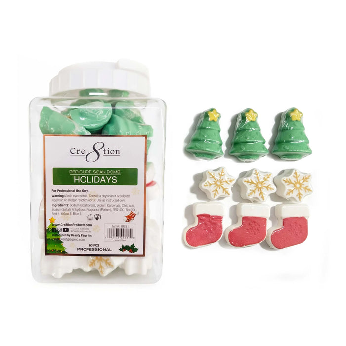 Cre8tion Pedicure Soak Bomb 30g - Holidays, CASE (Pk: 60 pcs/jar, 4 jars/case)