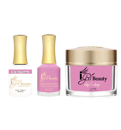 iGel 3in1 Dipping Powder + Gel Polish + Nail Lacquer, DD198, Lil' Princess OK1019MD
