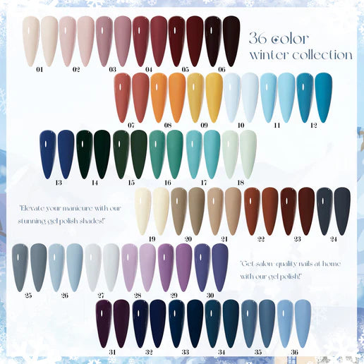 NACY Set Winter Gel (36 Colors) Color Book Display
