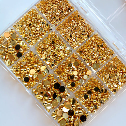 Cre8tion Nail Art Accessory - Gold Flat Bottom #01, BOX