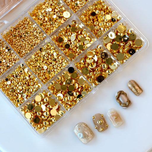 Cre8tion Nail Art Accessory - Gold Flat Bottom #01, BOX