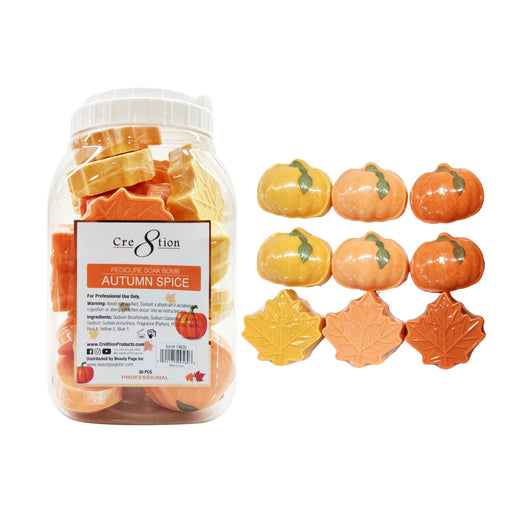 Cre8tion Pedicure Soak Bomb 85g - Autumn Spice (Pumpkins & Leaves), CASE (Pk: 30 pcs/jar, 4 jars/case) - SKU 19620