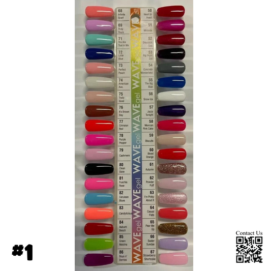 Wave Gel Nail Lacquer + Gel Polish, Tips Sample #01, 36 Colors (From #50 To #86) OK0524VD