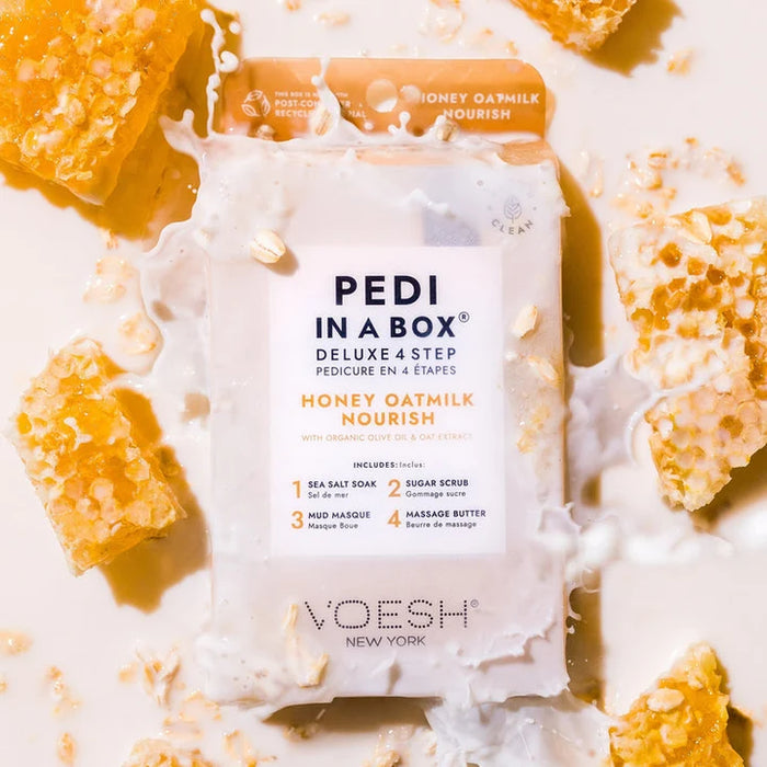 Voesh Pedi In A Deluxe Box 4 Step, HONEY OATMILK NOURISH, CASE (Pk: 50 pcs/case)