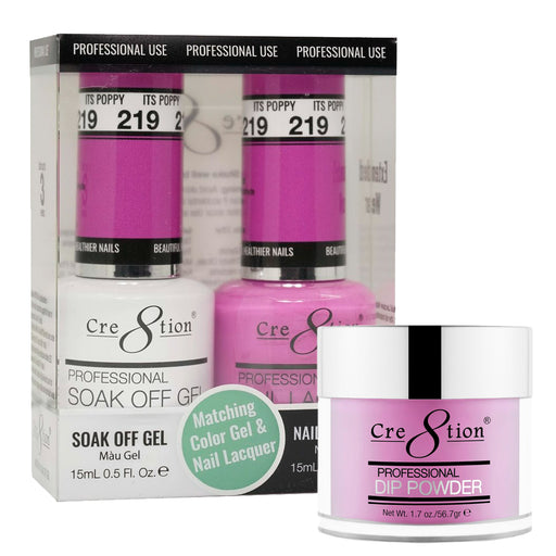 Cre8tion 3in1 Dipping Powder + Gel Polish + Nail Lacquer, 219, Its Poppy, 3104-0819 OK0117VD