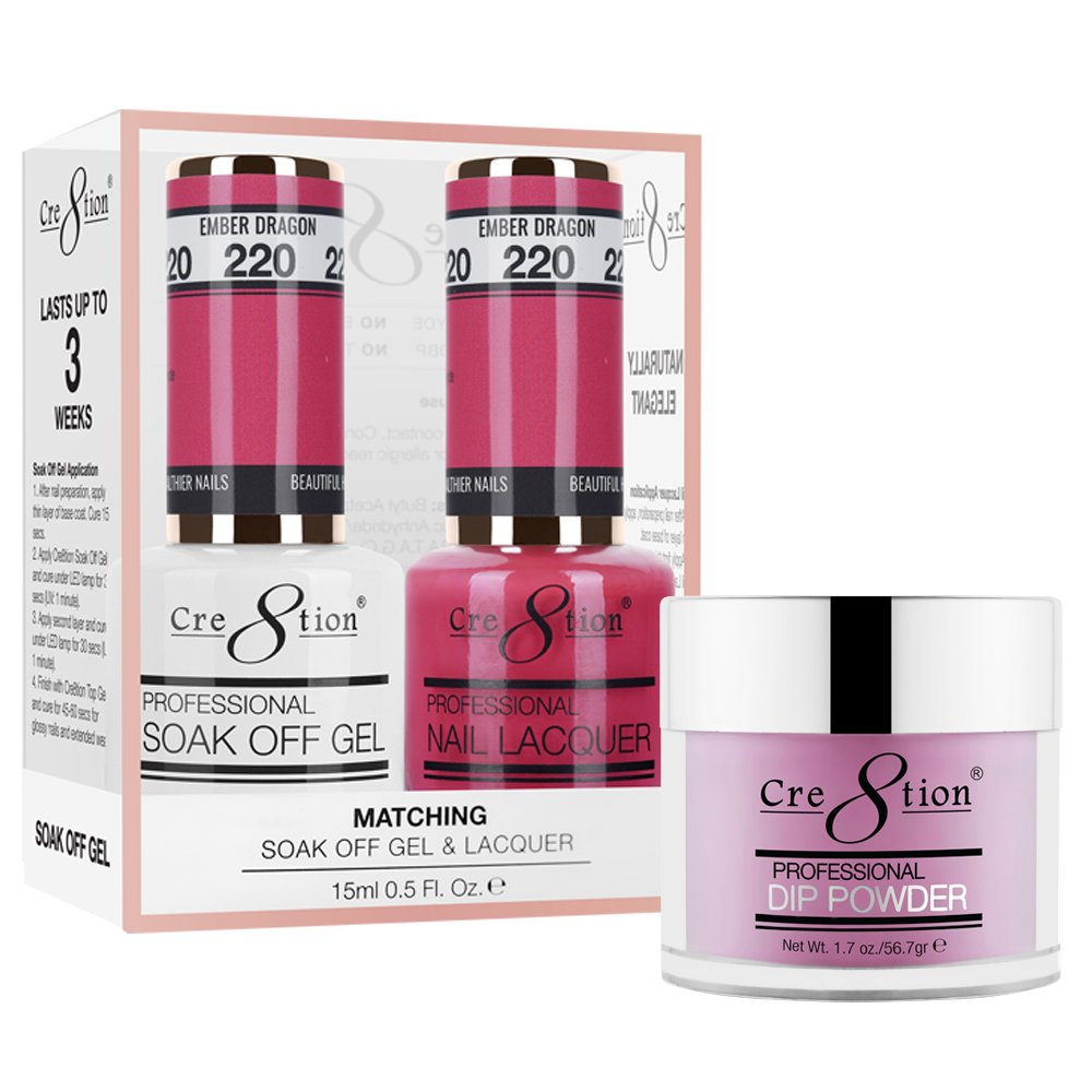 Cre8tion 3in1 Dipping Powder + Gel Polish + Nail Lacquer, 220, Ember Dragon, 3104-0820 OK0117VD