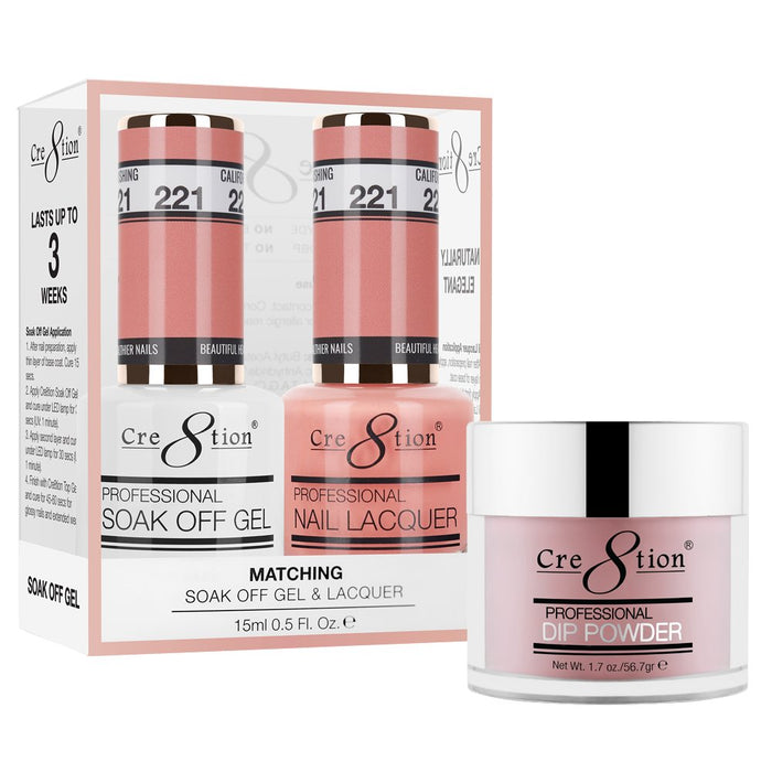Cre8tion 3in1 Dipping Powder + Gel Polish + Nail Lacquer, 221, California Wishing, 3104-0821 OK0117VD
