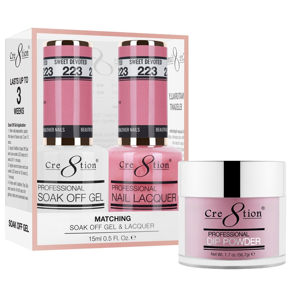 Cre8tion 3in1 Dipping Powder + Gel Polish + Nail Lacquer, 223, Sweet Devoted, 3104-0823 OK0117VD