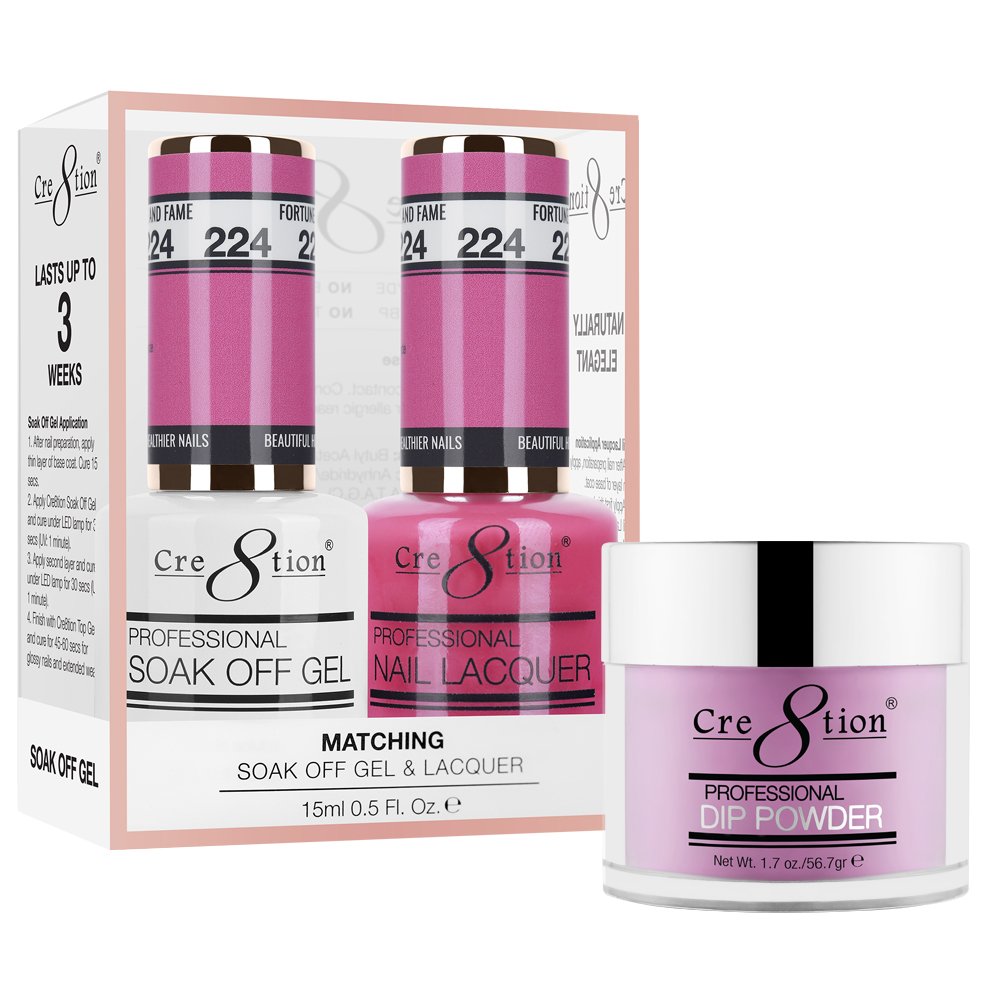Cre8tion 3in1 Dipping Powder + Gel Polish + Nail Lacquer, 224, Fortune And Fame, 3104-0824 OK0117VD