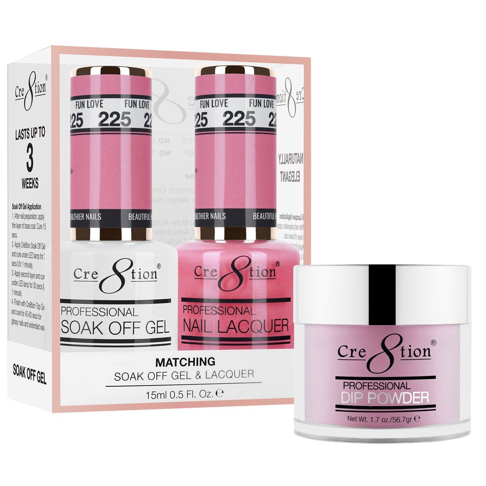 Cre8tion 3in1 Dipping Powder + Gel Polish + Nail Lacquer, 225, Fun Love, 3104-0825 OK0117VD