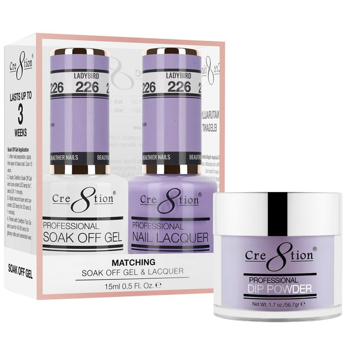 Cre8tion 3in1 Dipping Powder + Gel Polish + Nail Lacquer, 226, Ladybird, 3104-0826 OK0117VD