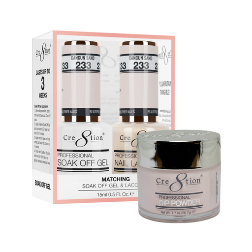 Cre8tion 3in1 Dipping Powder + Gel Polish + Nail Lacquer, 233, Cancun Sand, 3104-0833 OK0117VD