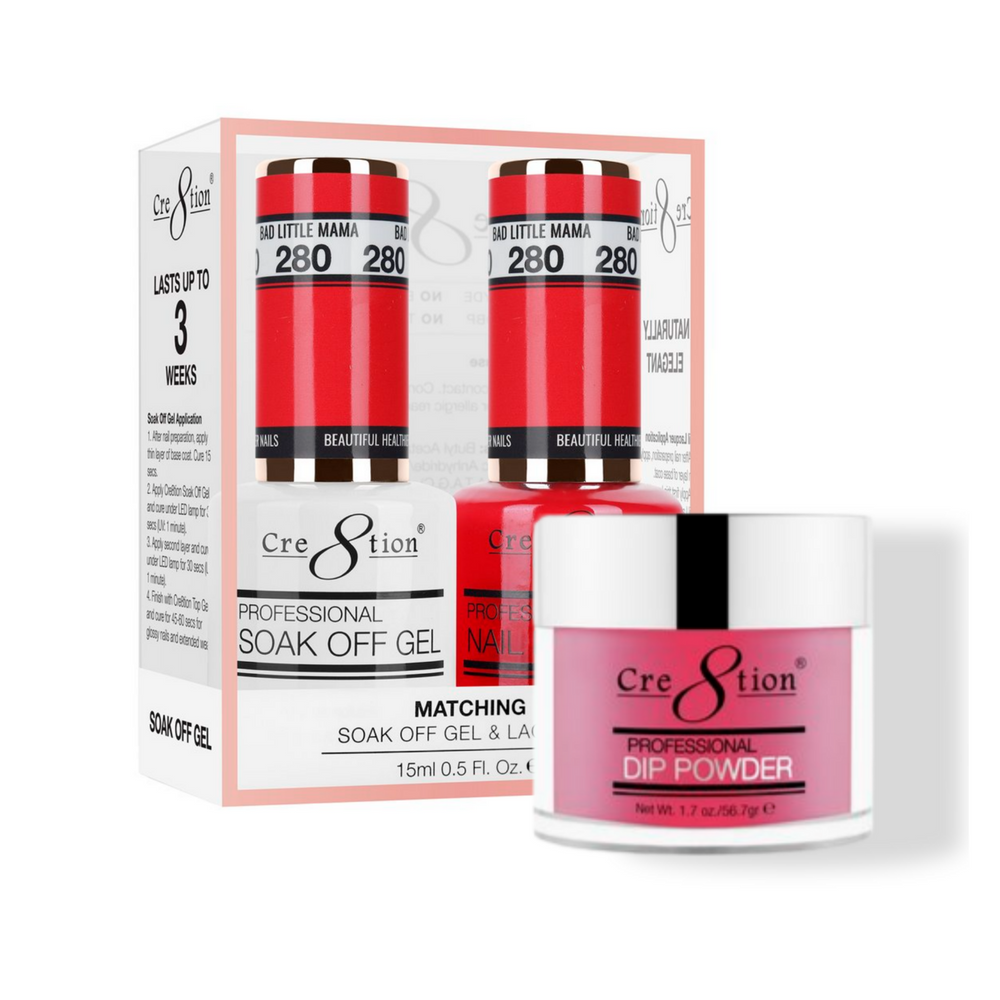 Cre8tion 3in1 Dipping Powder + Gel Polish + Nail Lacquer, 280, Bad Little Mama, 3104-0880 OK0117VD