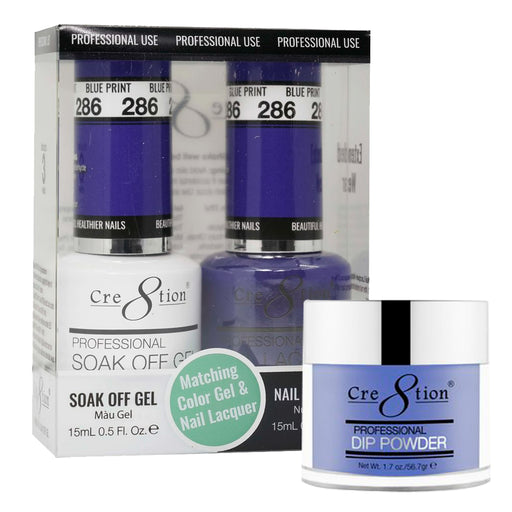 Cre8tion 3in1 Dipping Powder + Gel Polish + Nail Lacquer, 286, Blue Print, 3104-0886 OK0117VD